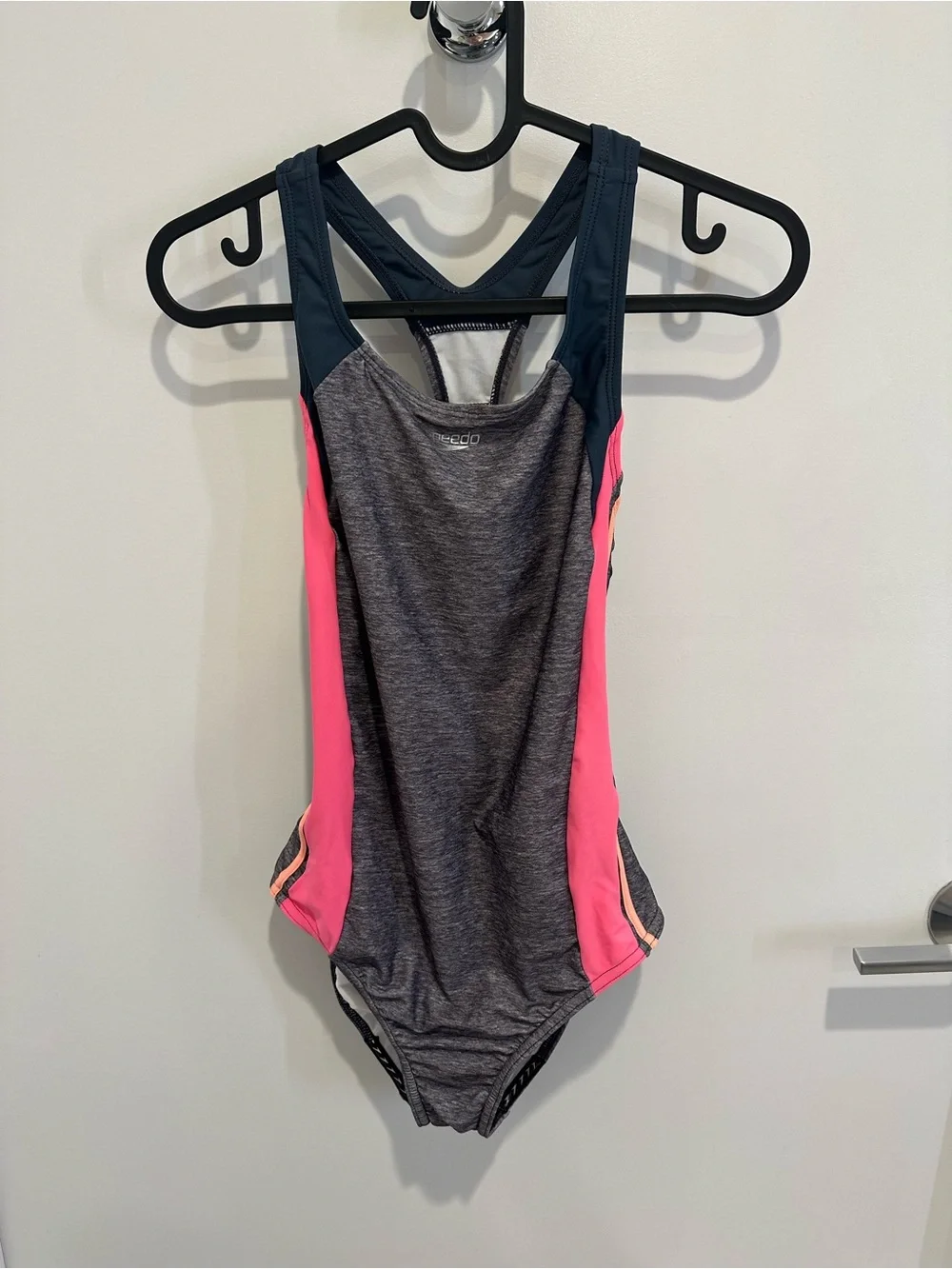 Speedo Grey and Pink One-Piece Racerback Swimsuit